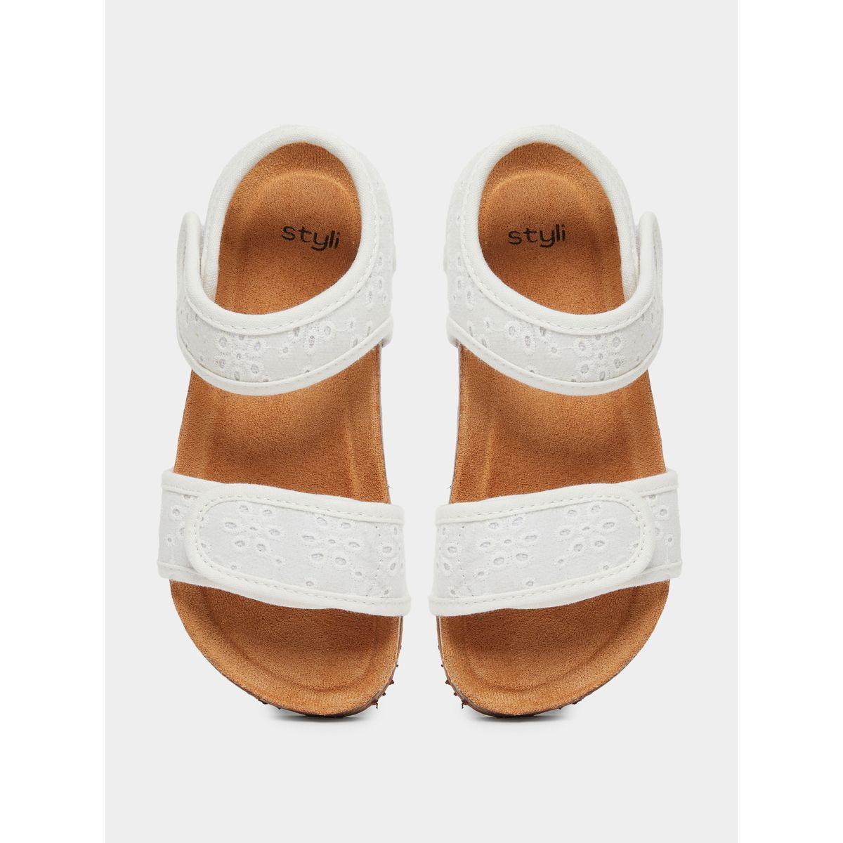 Styli Embroidered Velcro Closure Sandals-girls-shoes-sandals-image-5