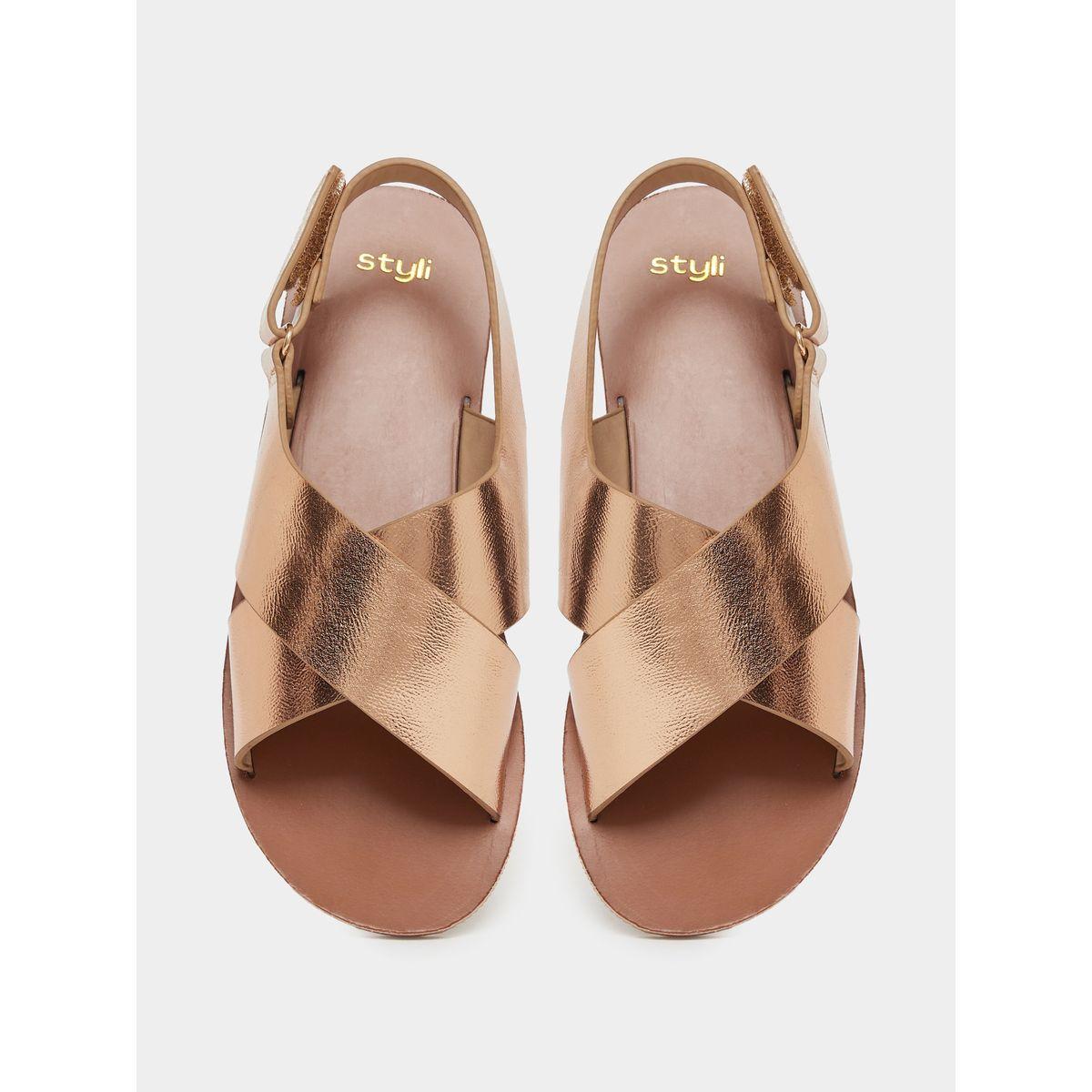 Styli Solid Buckle Detail Flat Sandals-girls-shoes-sandals-image-5