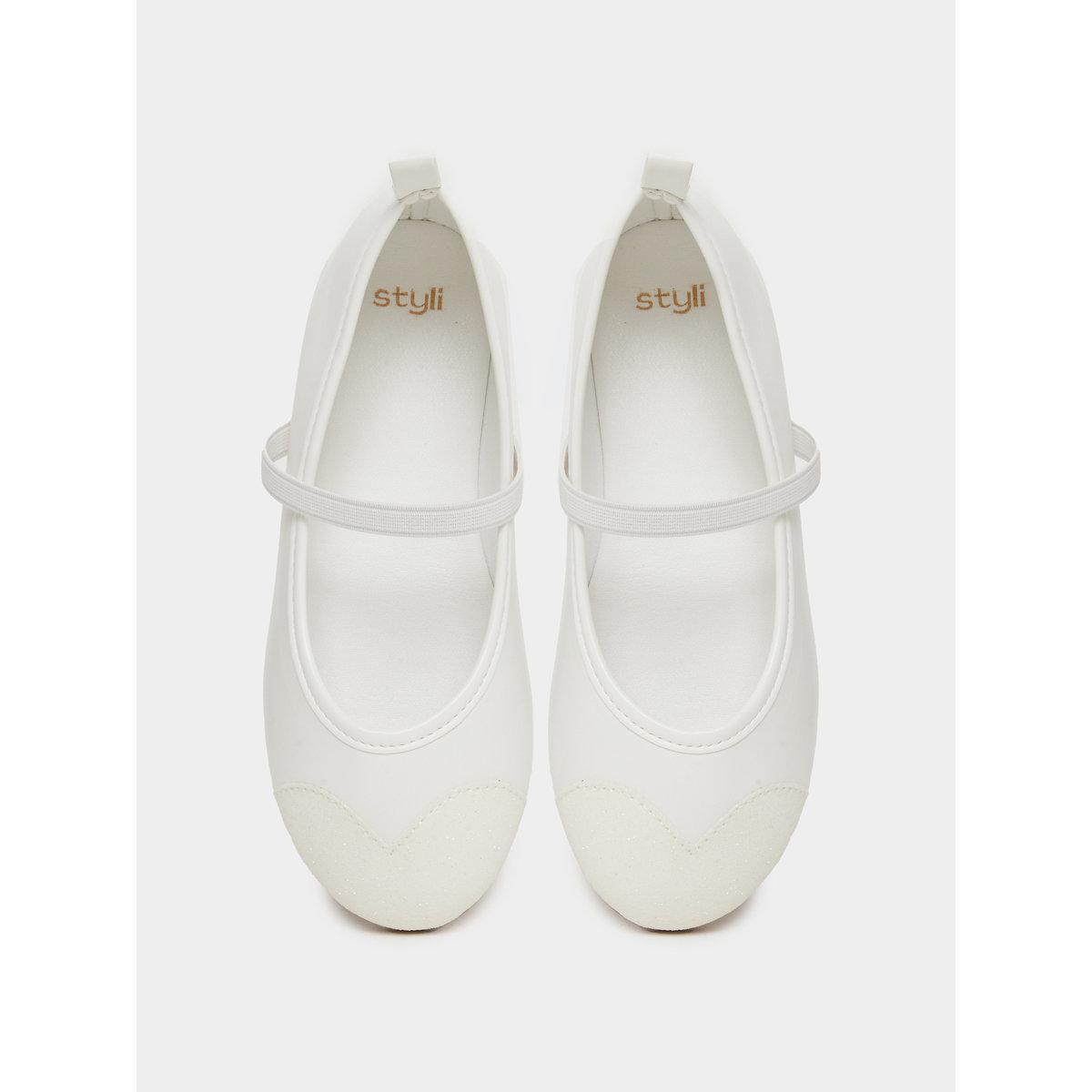 Styli White Glitter Toe Ballerinas-girls-shoes-ballerinas-image-5