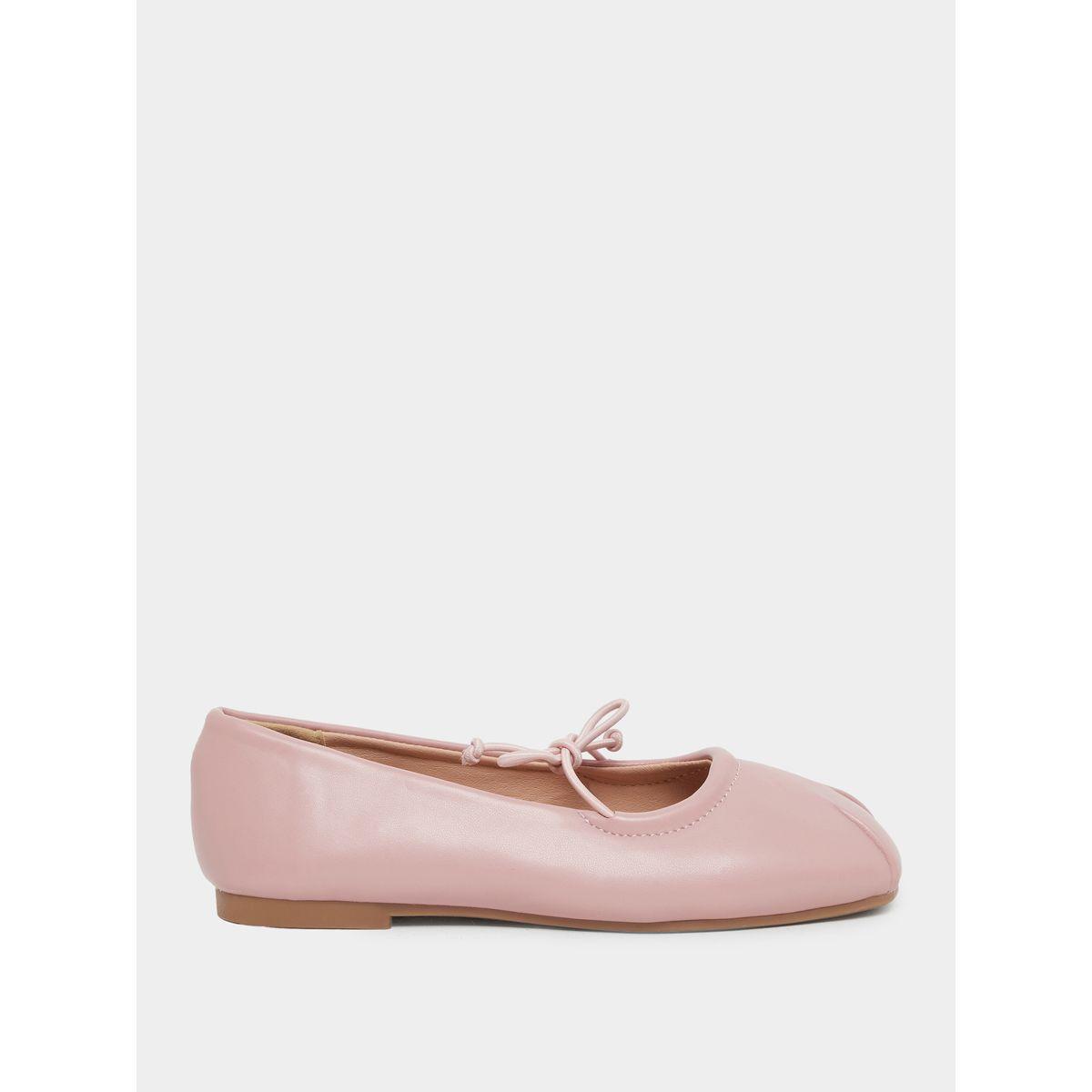 Styli Solid Slip-on Ballerinas with Bow Tie Detail-girls-shoes-ballerinas-image-1