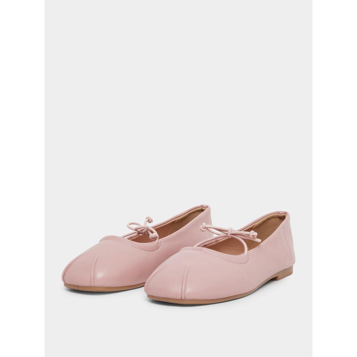 Styli Solid Slip-on Ballerinas with Bow Tie Detail-girls-shoes-ballerinas-image-2