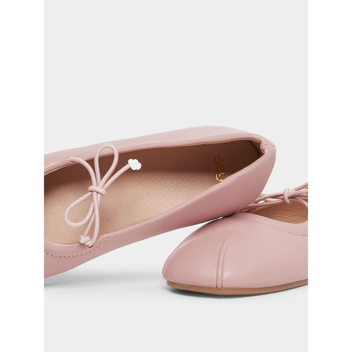 Styli Solid Slip-on Ballerinas with Bow Tie Detail-girls-shoes-ballerinas-image-3