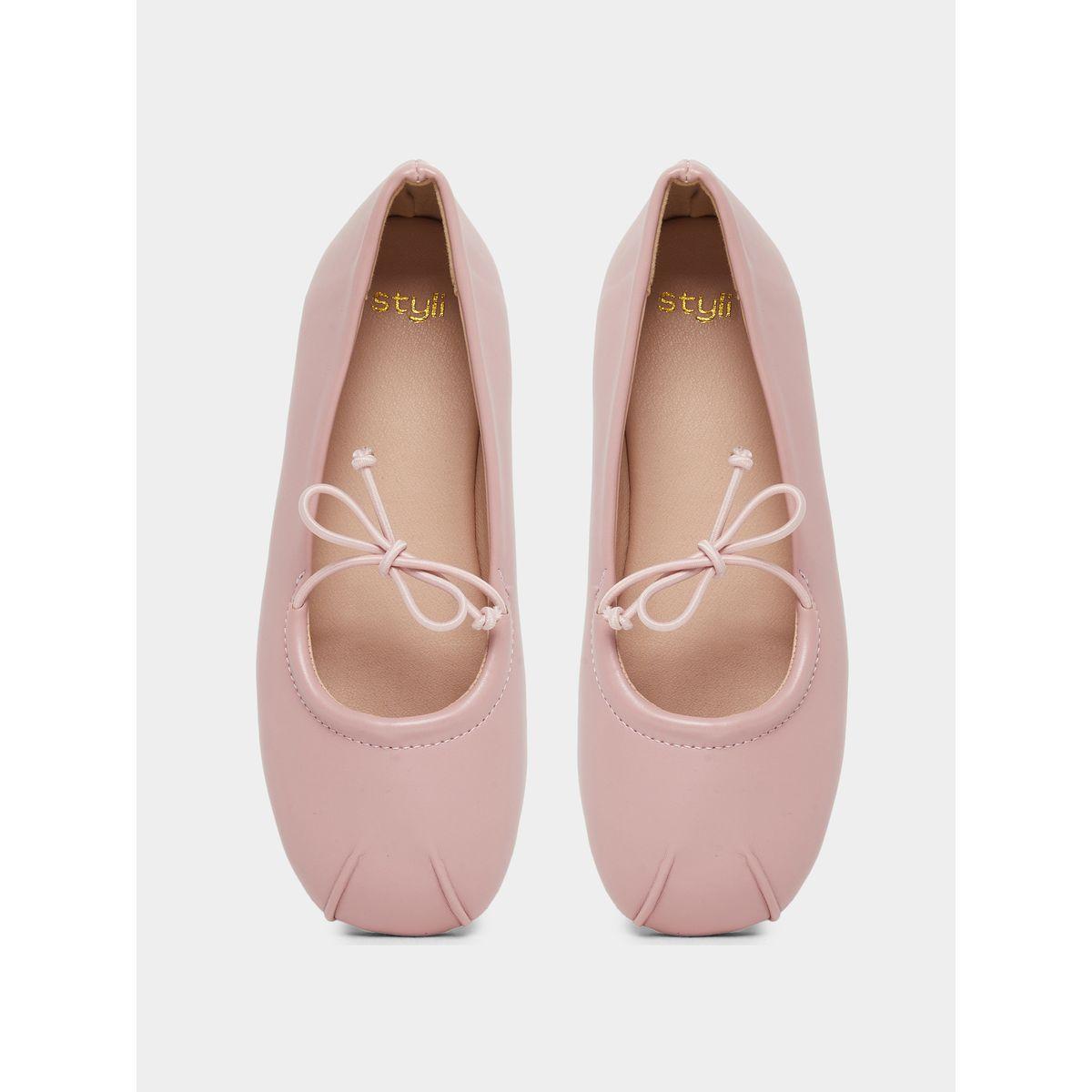 Styli Solid Slip-on Ballerinas with Bow Tie Detail-girls-shoes-ballerinas-image-5