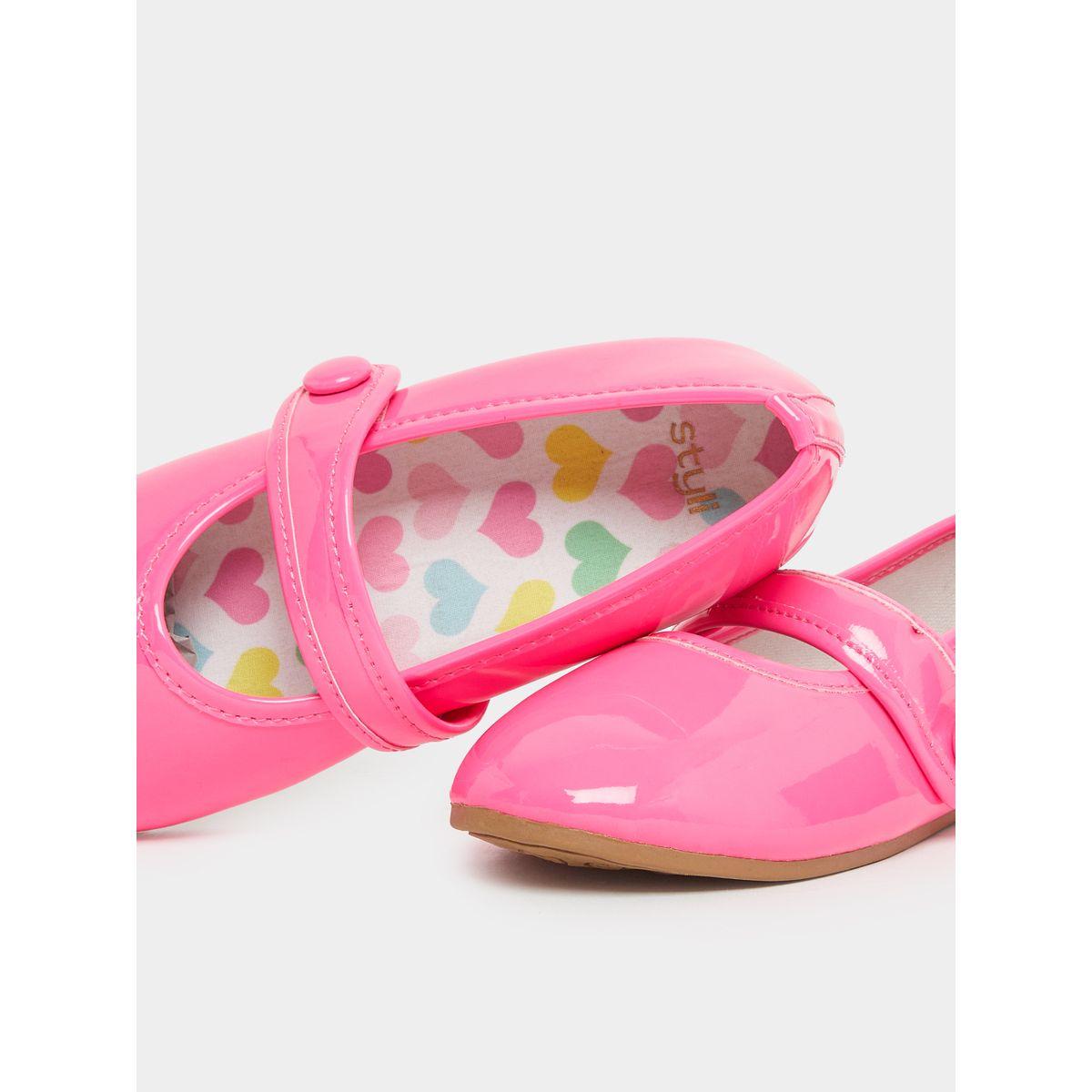 Styli Solid Ballerinas with Hook and Loop Closure-girls-shoes-ballerinas-image-3