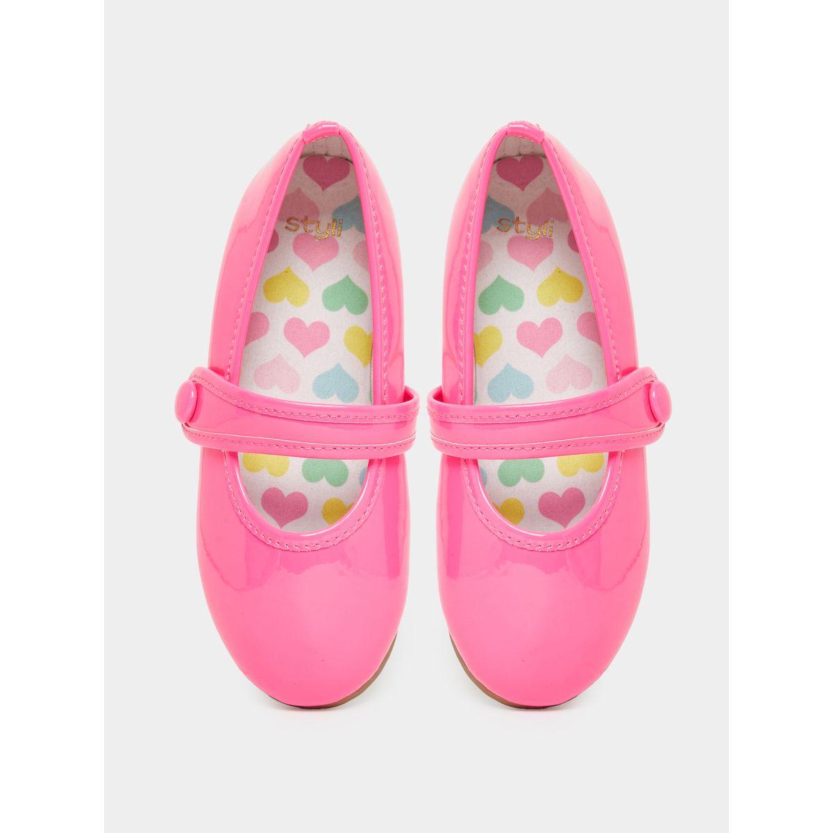Styli Solid Ballerinas with Hook and Loop Closure-girls-shoes-ballerinas-image-5
