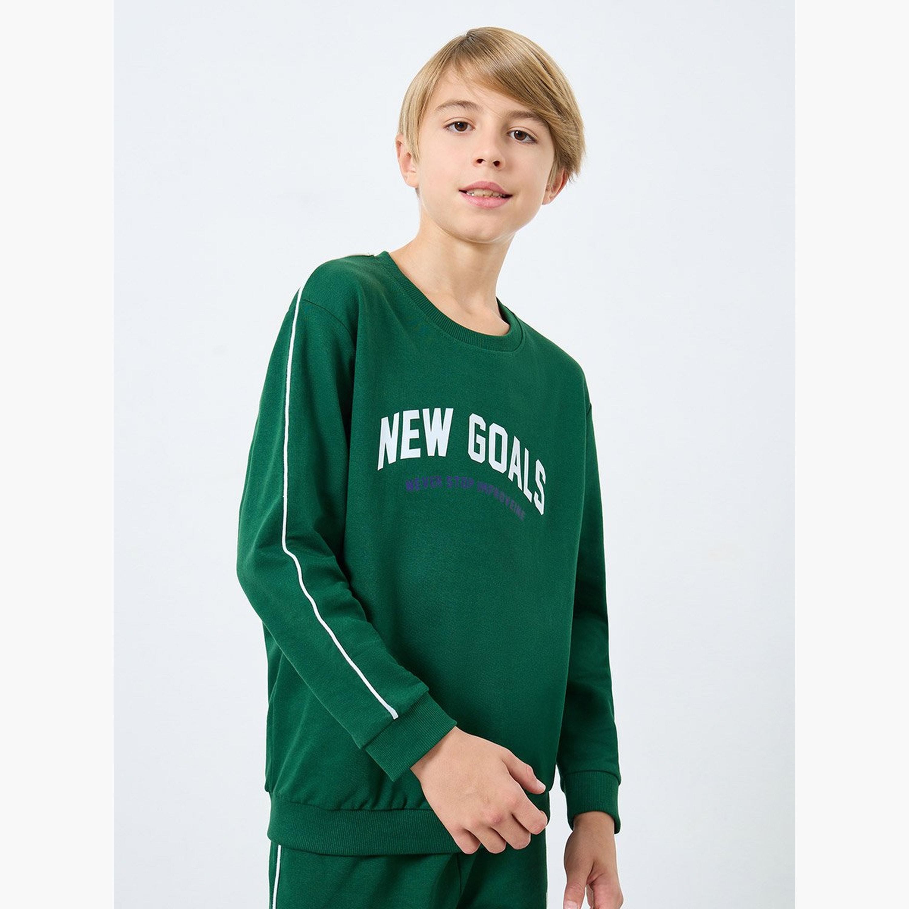 Styli Teens Green Printed Sweatshirt and Joggers Set-boys-clothing-setsandcoords-image-2