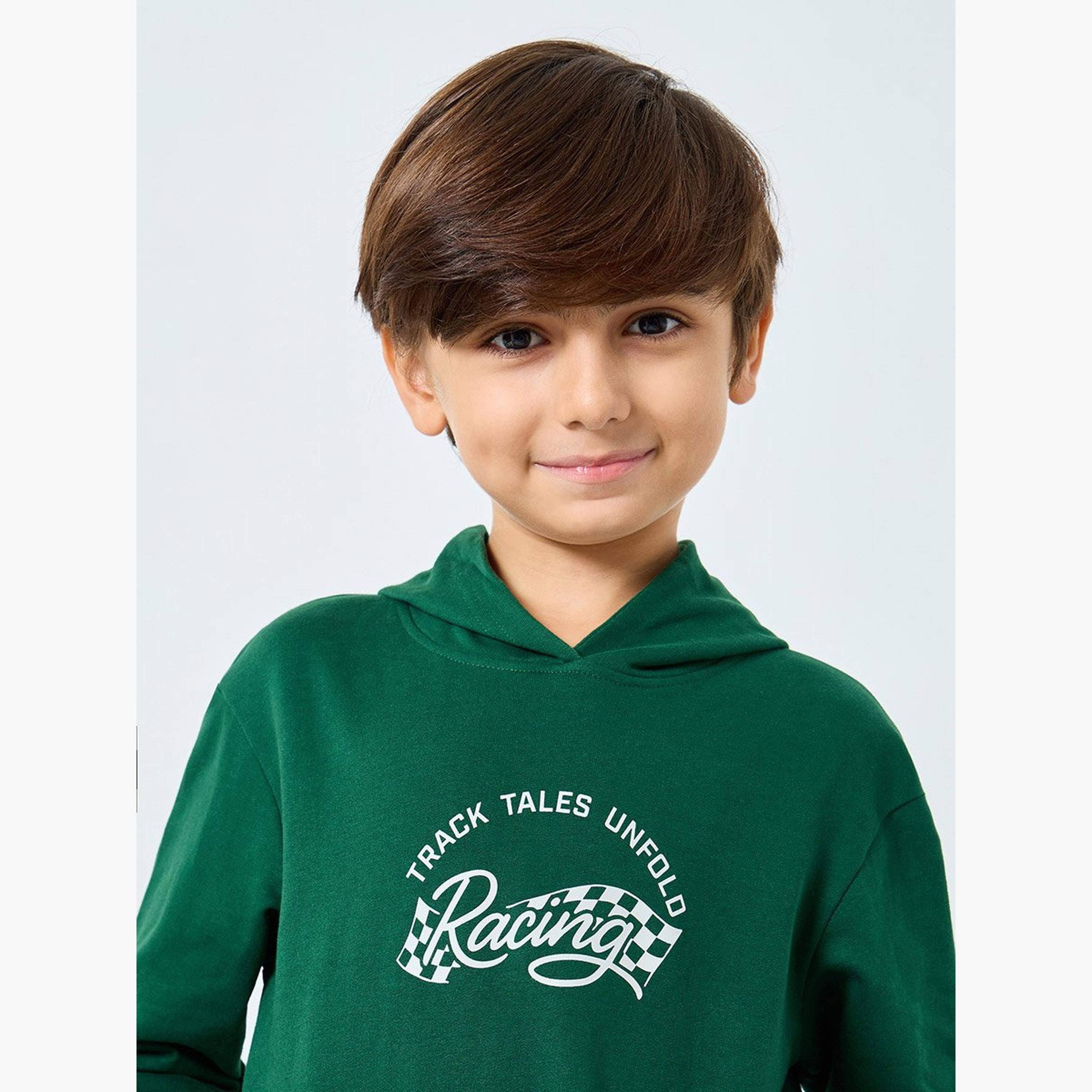 ستايلي - طقم هودي وبنطال رياضي مطبوع عليه رسومات لون أخضر للأولاد-boys-clothing-setsandcoords-image-3