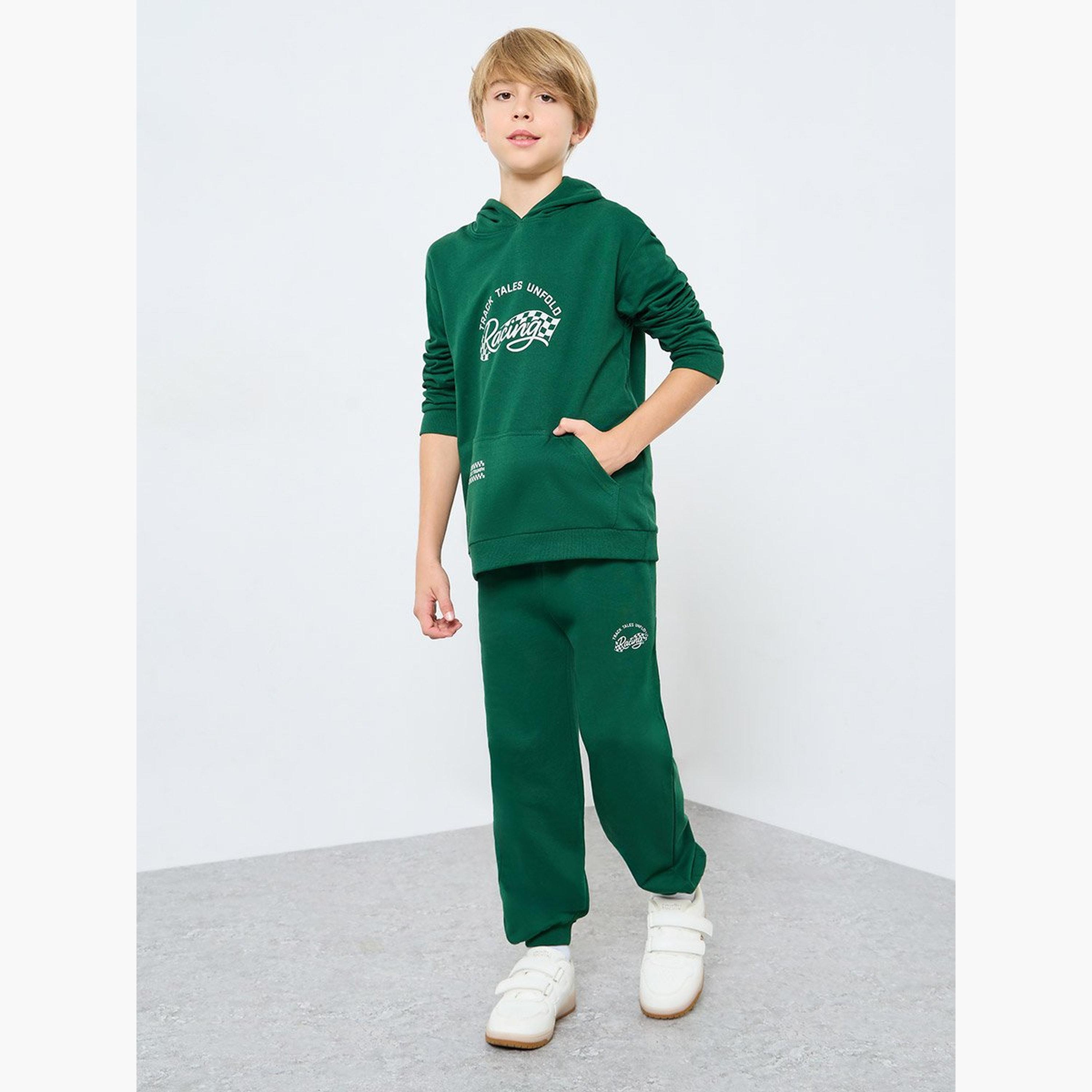 ستايلي - طقم هودي وبنطال رياضي بطبعة سباق خضراء للمراهقين-boys-clothing-setsandcoords-image-1