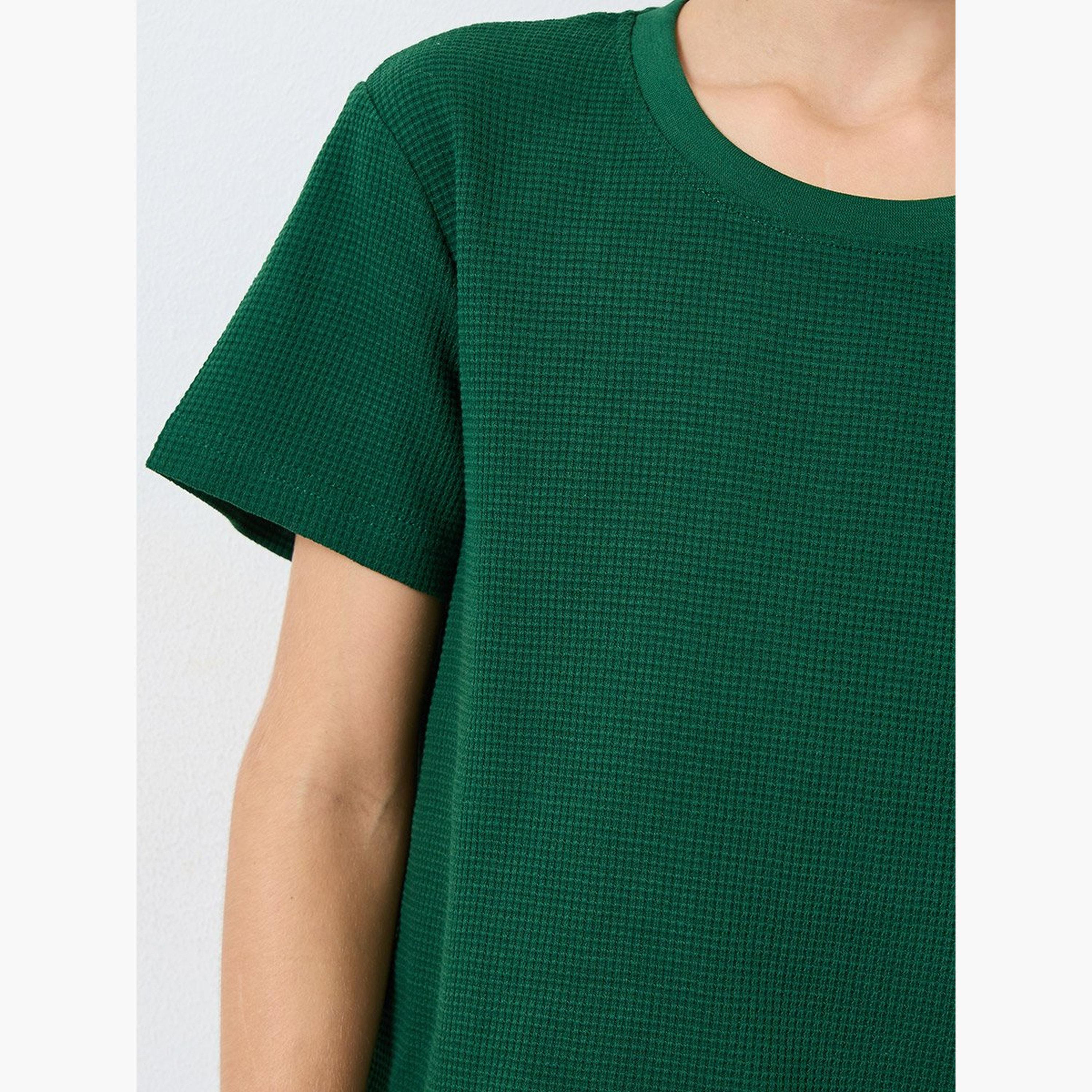 طقم تيشيرت محبوك بنمط وافل مع شورت-boys-clothing-setsandcoords-image-3