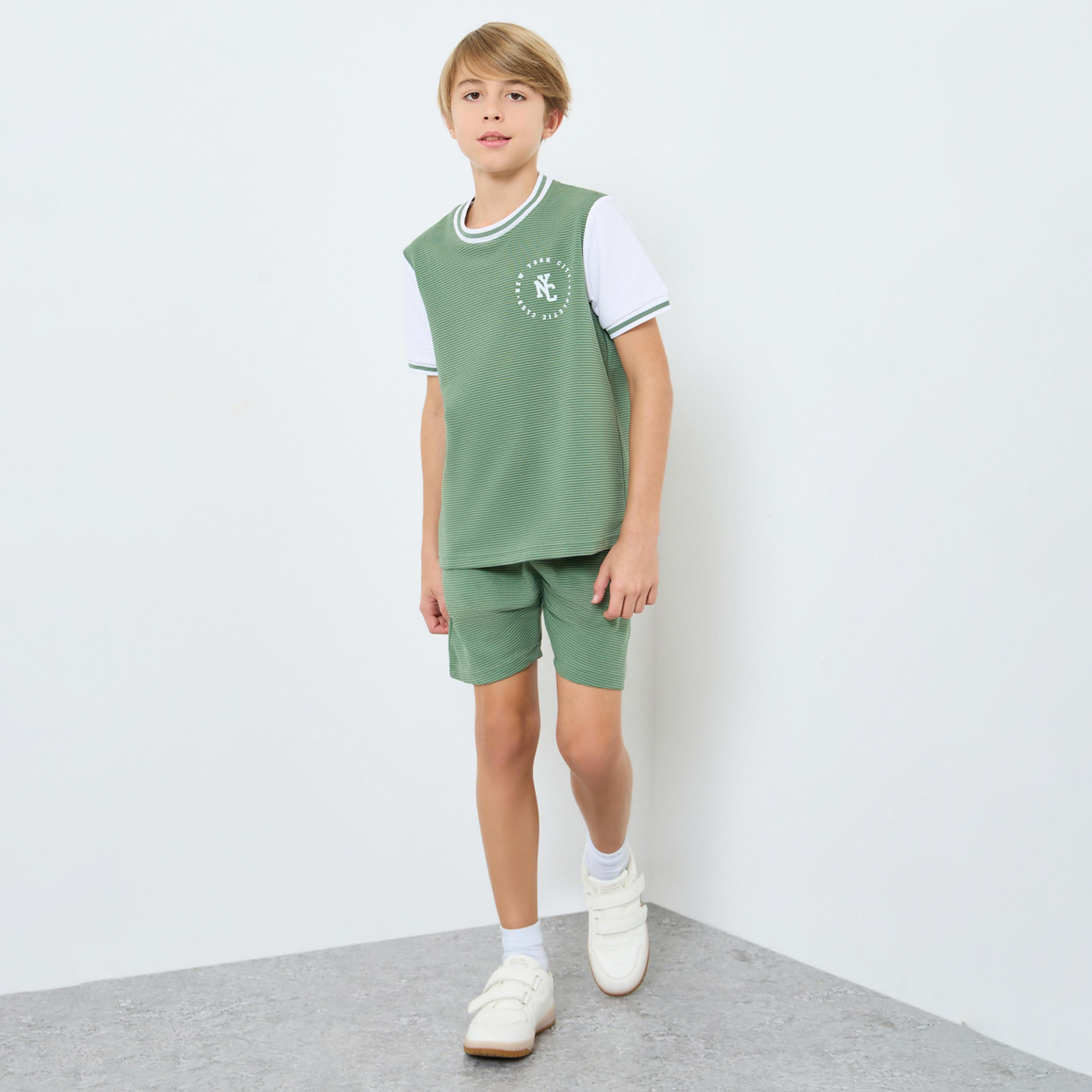 Styli Teens Color Block New York City - Athletic Club Print T-Shirt and Short Set-boys-clothing-setsandcoords-image-1