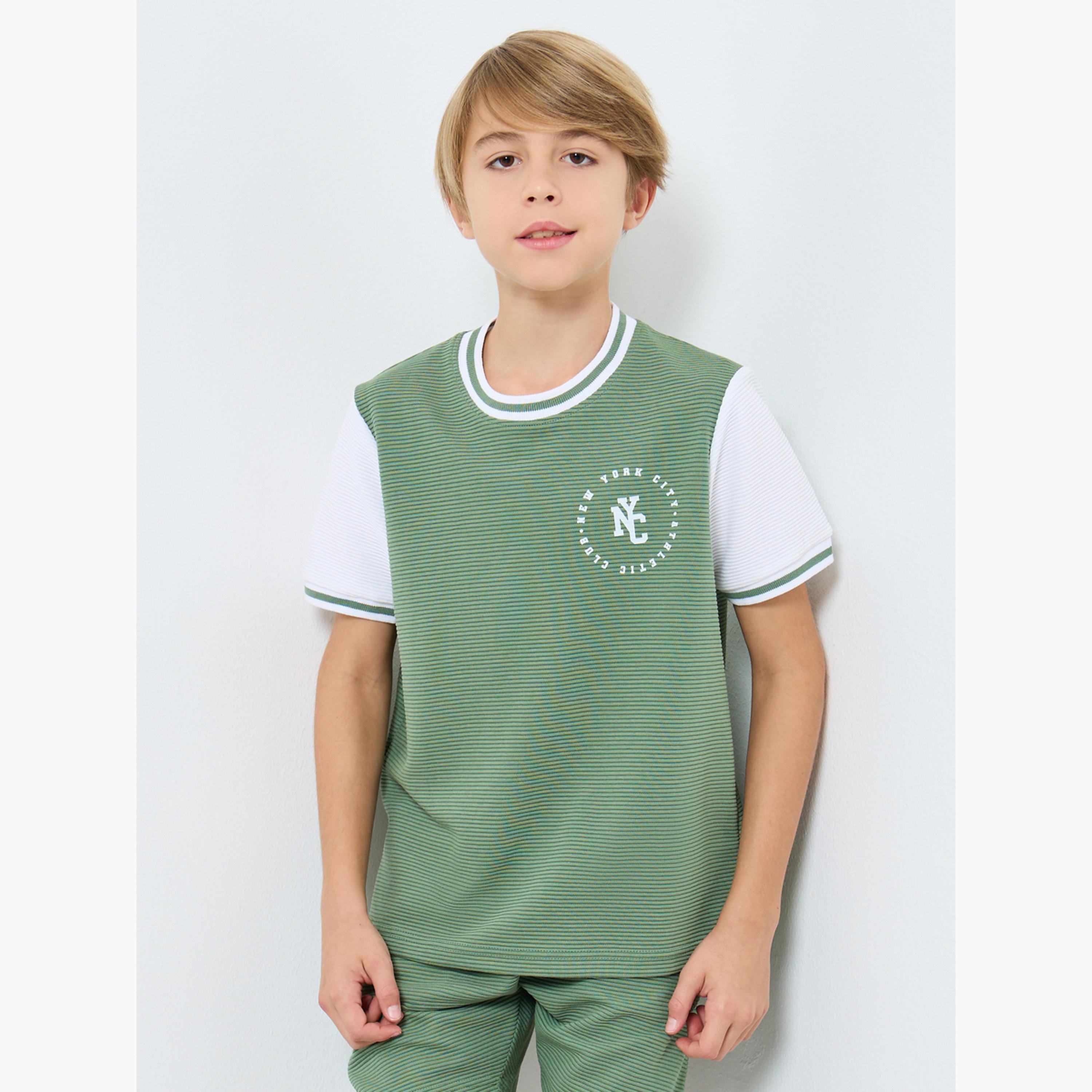 Styli Teens Color Block New York City - Athletic Club Print T-Shirt and Short Set-boys-clothing-setsandcoords-image-2