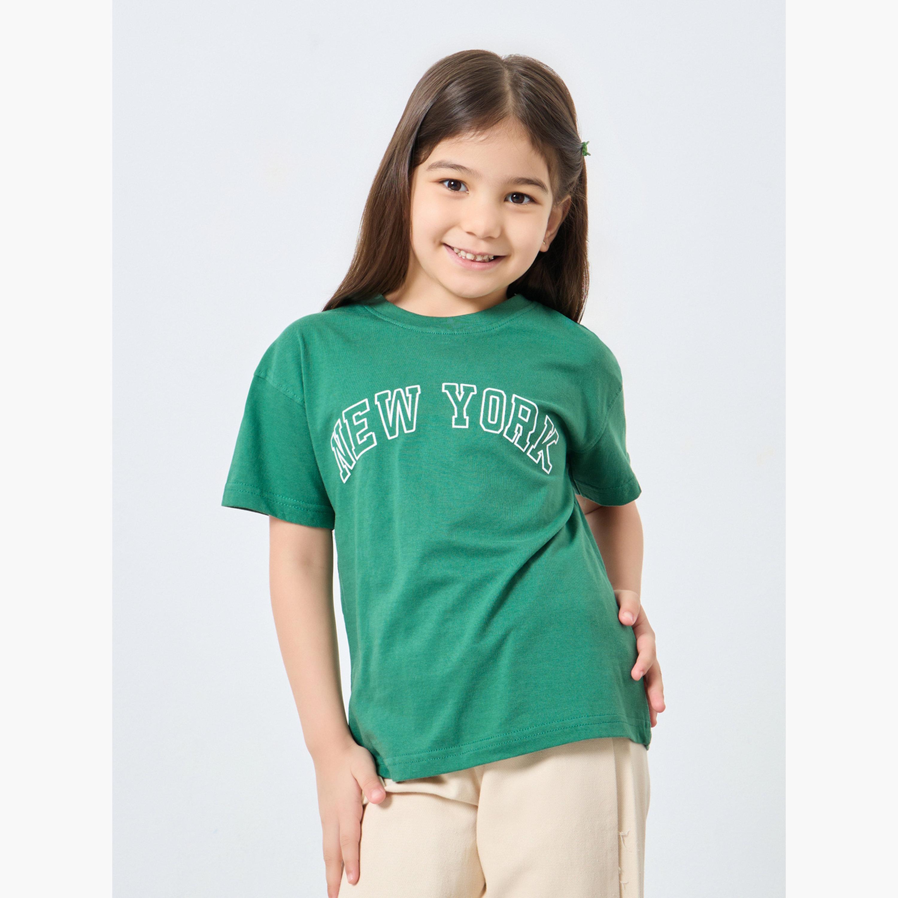 تيشيرت واسع بطبعة جرافيك مع أكمام قصيرة-girls-clothing-tshirts-image-1