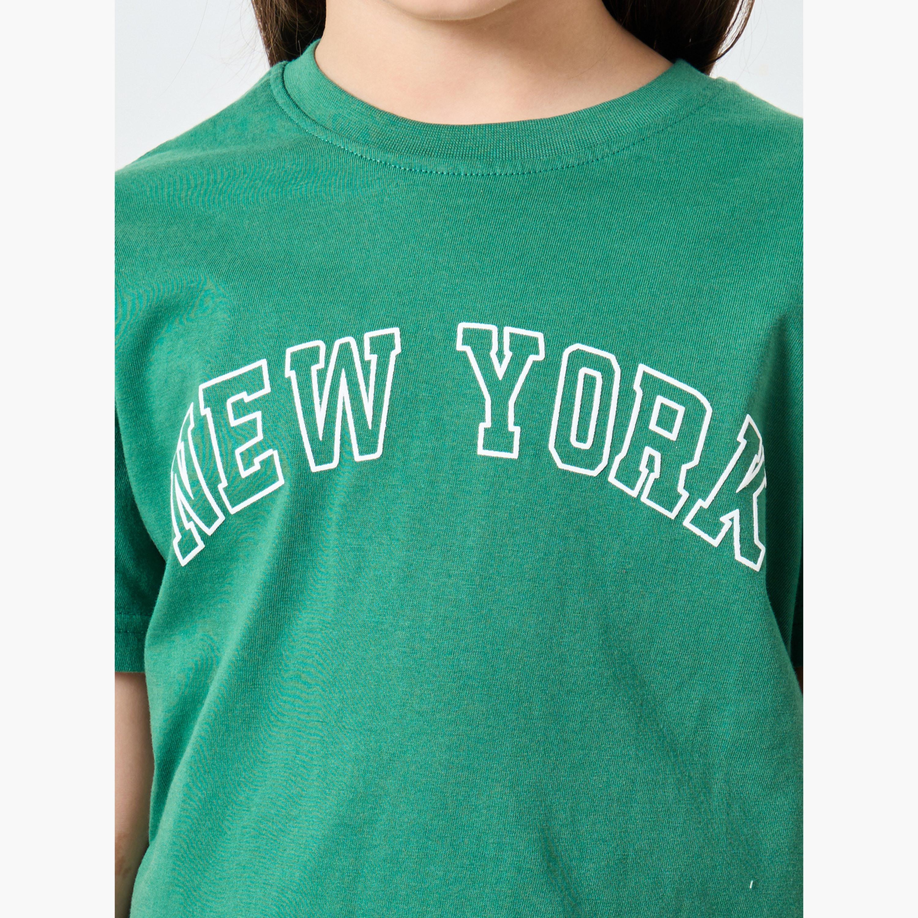 تيشيرت واسع بطبعة جرافيك مع أكمام قصيرة-girls-clothing-tshirts-image-3