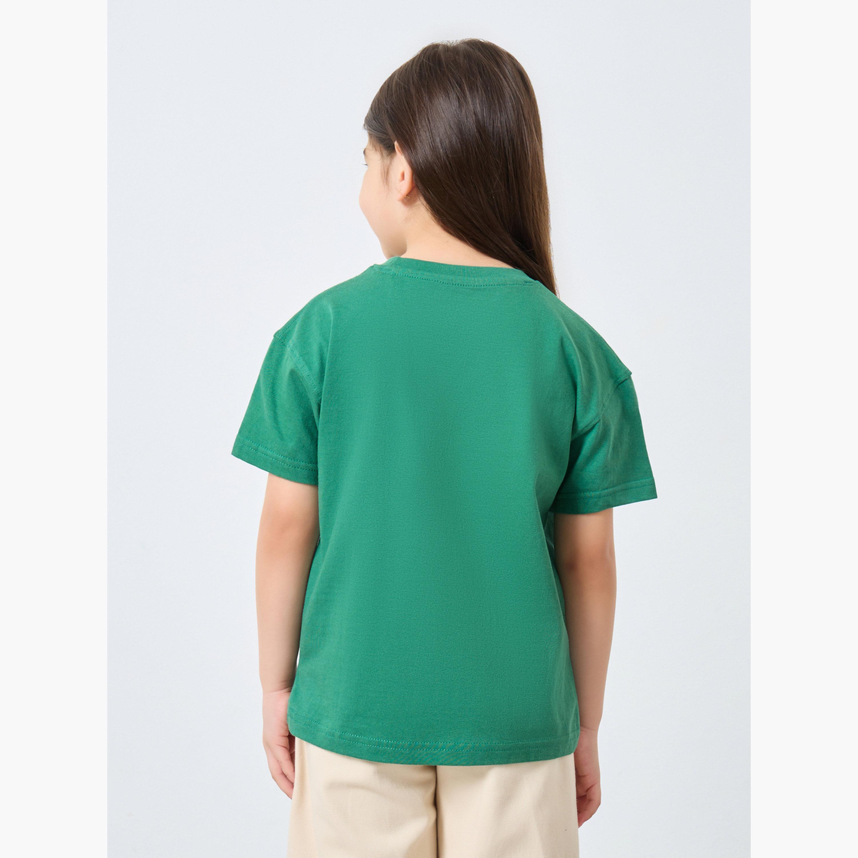 Styli Girls Green New York Graphic Oversized T-Shirt-girls-clothing-tshirts-image-4