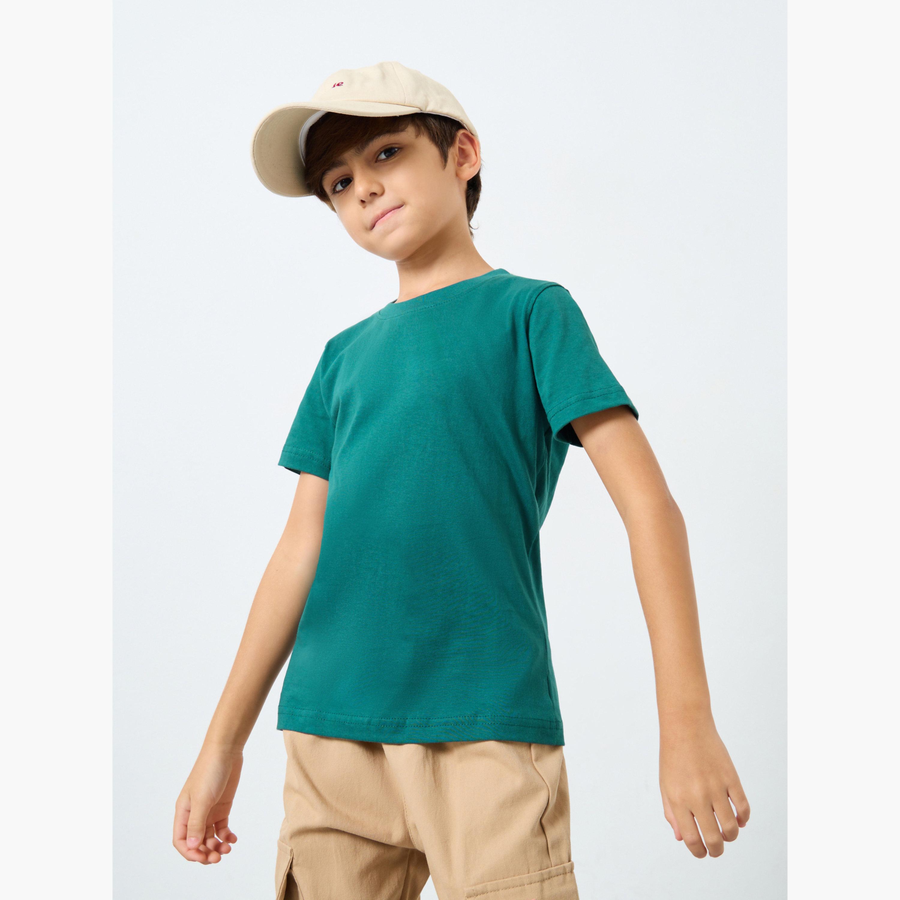 تيشيرت قطني بأكمام قصيرة وياقة دائرية-boys-clothing-tshirtsandpolos-image-3