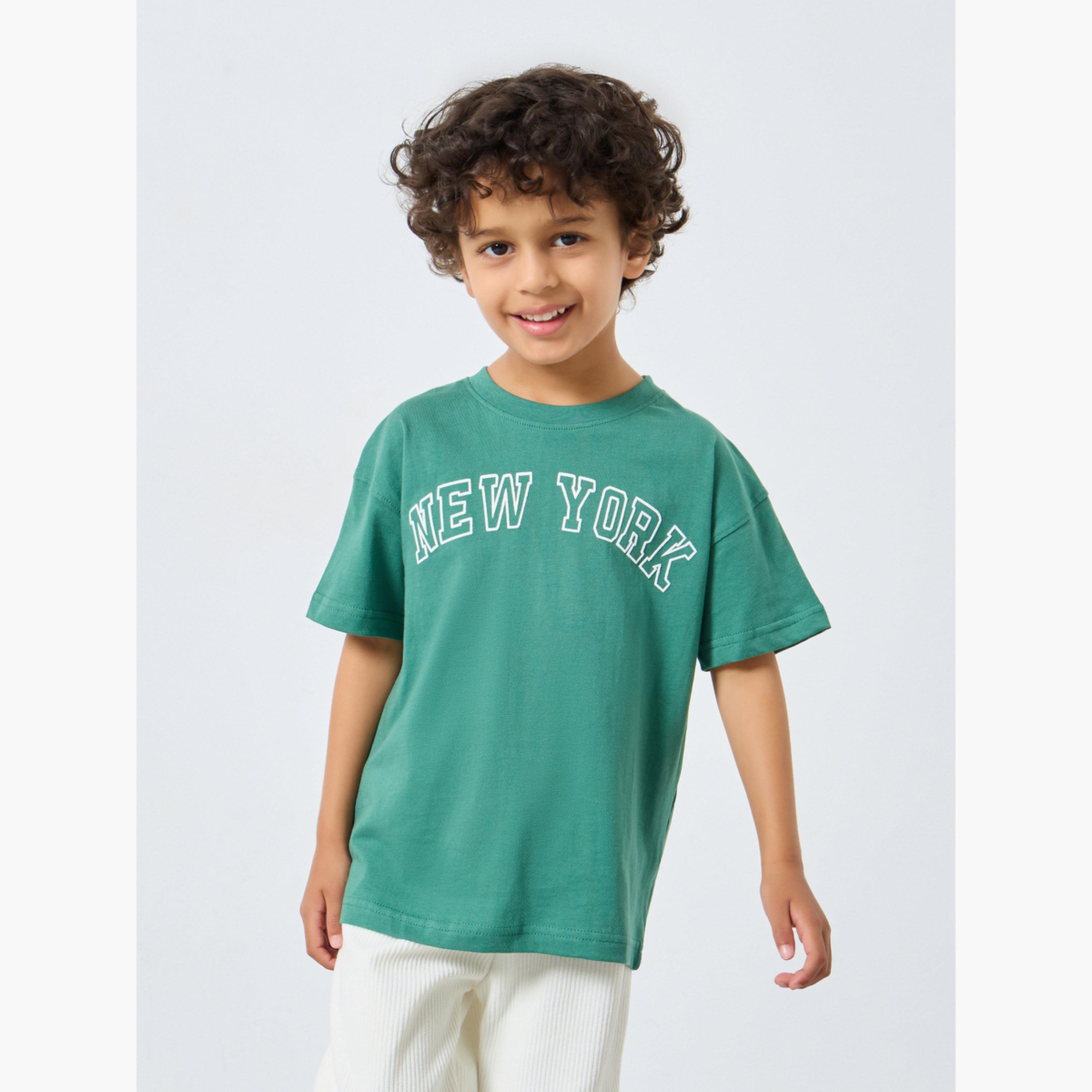 تيشيرت واسع بطبعة جرافيك وأكمام قصيرة-boys-clothing-tshirtsandpolos-image-1