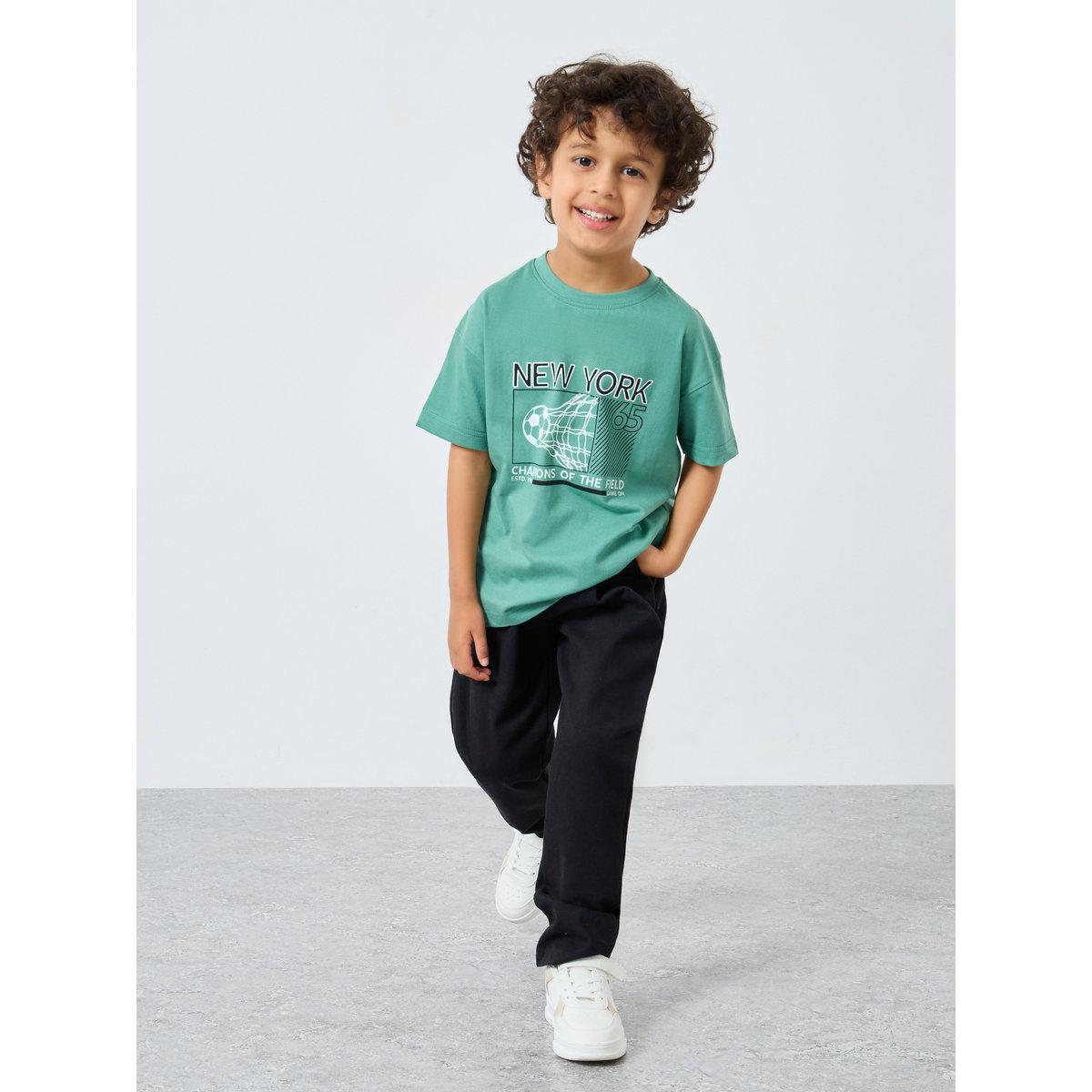 Styli Boys Green Graphic Print Oversized T-Shirt-boys-clothing-tshirtsandpolos-image-2