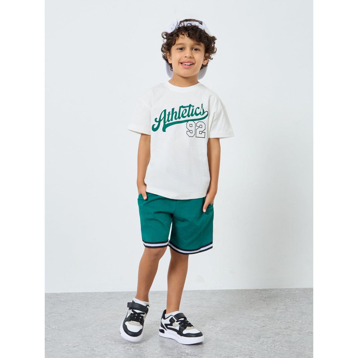Styli Boys Athletics Print T-Shirt and Shorts Set-boys-clothing-setsandcoords-image-1