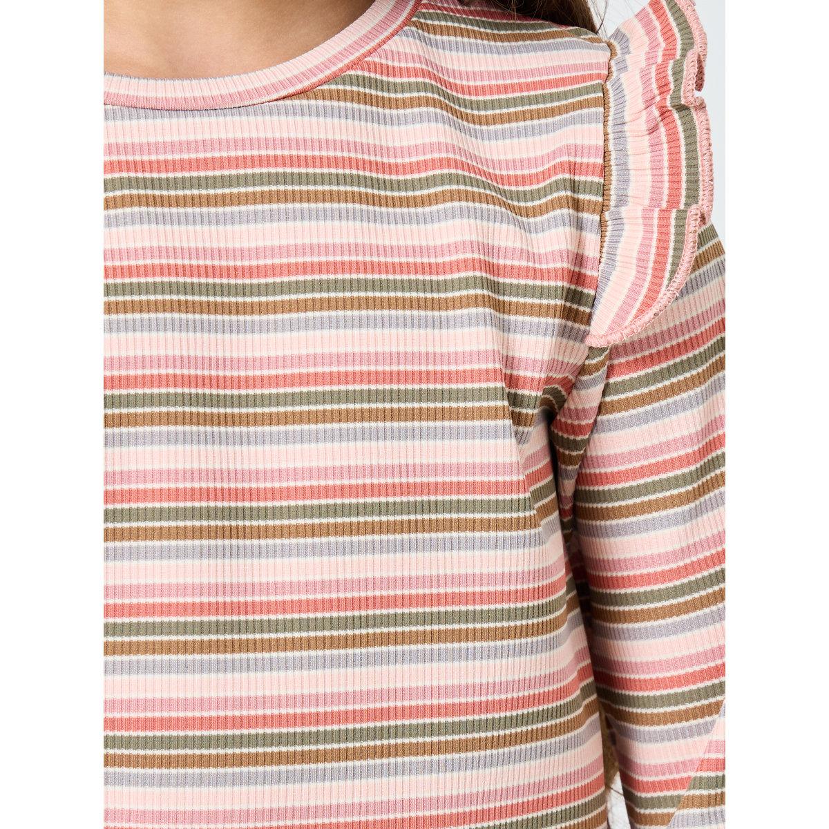 Styli Girls Striped Ribbed Top and Pyjama Set-girls-clothing-nightwear-image-4