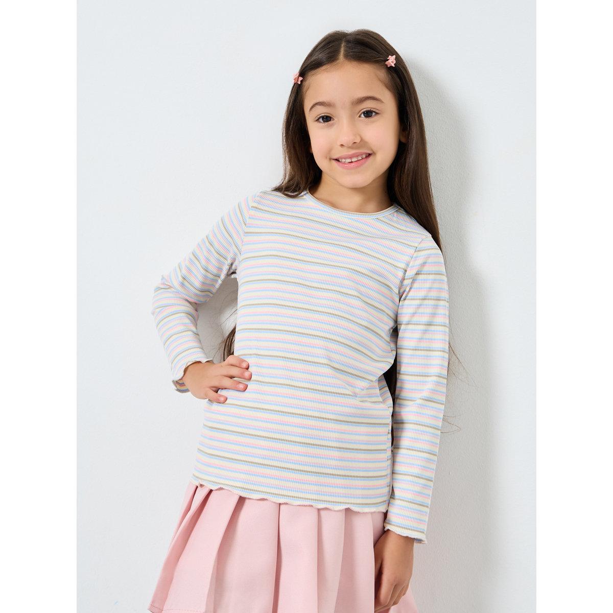 تيشيرت مخطط بأكمام طويلة-girls-clothing-tshirts-image-1