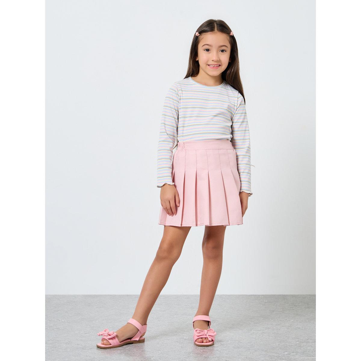 Styli Multi Striped Ribbed Long Sleeve T-Shirt-girls-clothing-tshirts-image-2