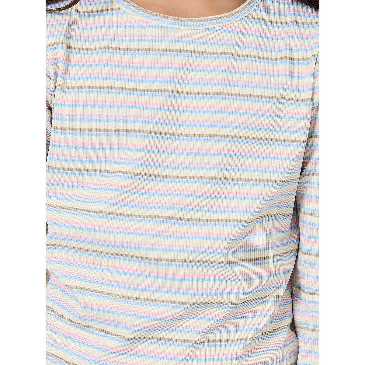 Styli Multi Striped Ribbed Long Sleeve T-Shirt-girls-clothing-tshirts-image-3