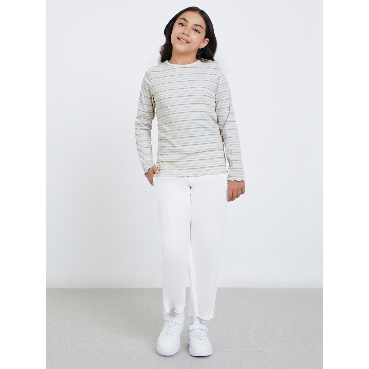 Styli Multi Striped Ribbed Long Sleeve T-Shirt-girls-clothing-tshirts-image-2