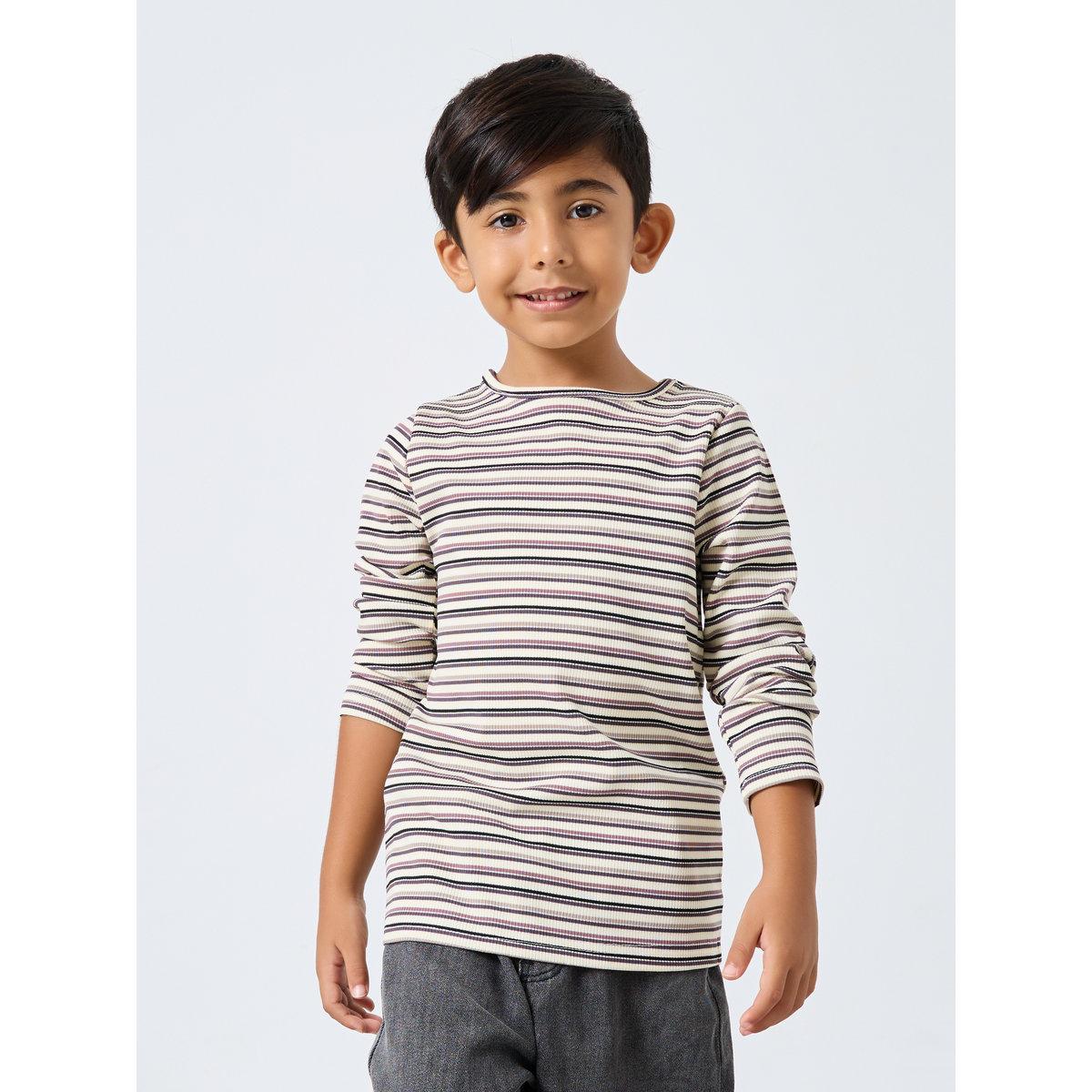 Styli Boys Multi Striped Ribbed Long Sleeve T-Shirt-boys-clothing-tshirtsandpolos-image-1