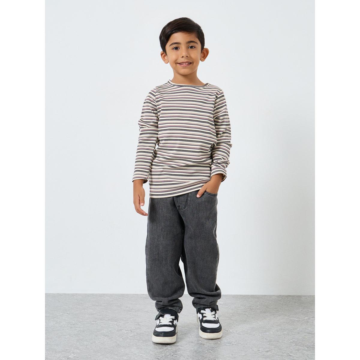 Styli Boys Multi Striped Ribbed Long Sleeve T-Shirt-boys-clothing-tshirtsandpolos-image-2