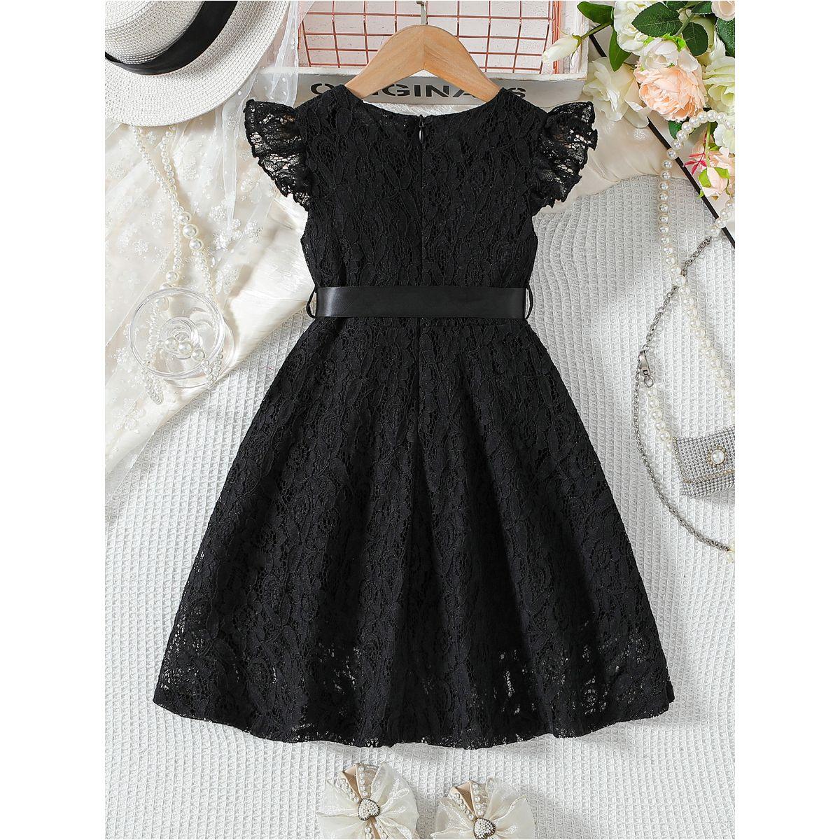 Styli Lace Ruffled Sleeve Bow Detail Knee Length Dress-girls-clothing-dressesandjumpsuits-image-2