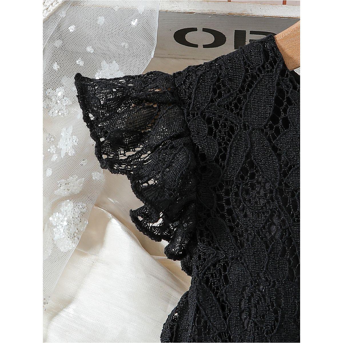 Styli Lace Ruffled Sleeve Bow Detail Knee Length Dress-girls-clothing-dressesandjumpsuits-image-4