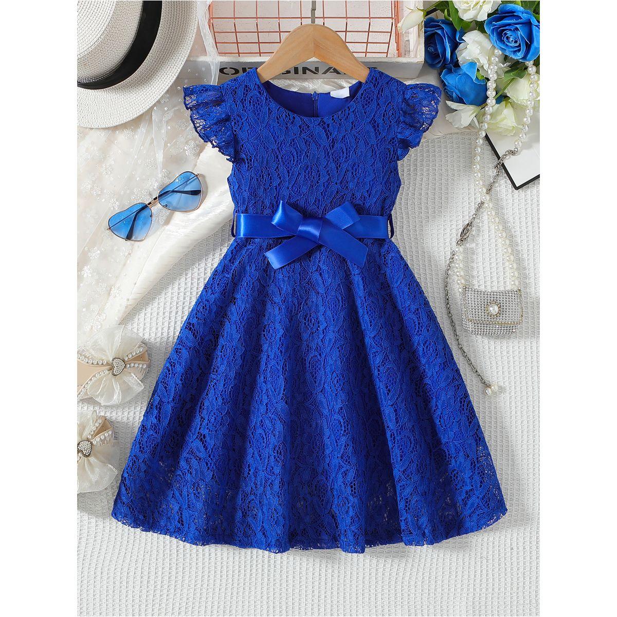 فستان بطول الركبة وتفاصيل دانتيل مع حافة كشكش-girls-clothing-dressesandjumpsuits-image-1