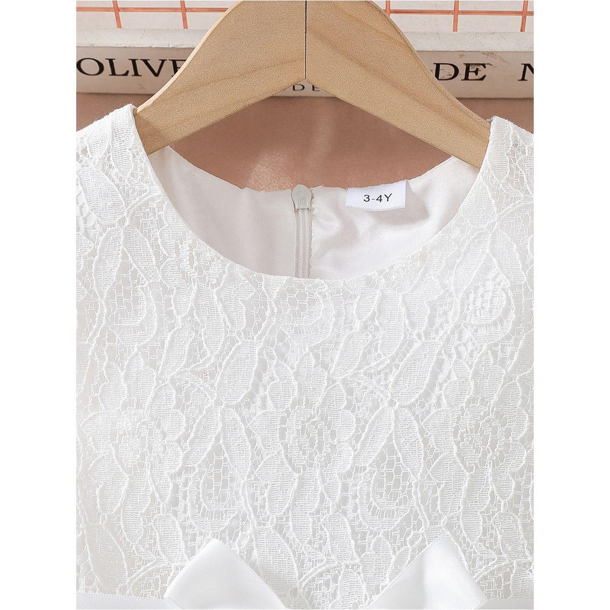 Styli Lace Ruffled Sleeve Bow Detail Knee Length Dress-girls-clothing-dressesandjumpsuits-image-4