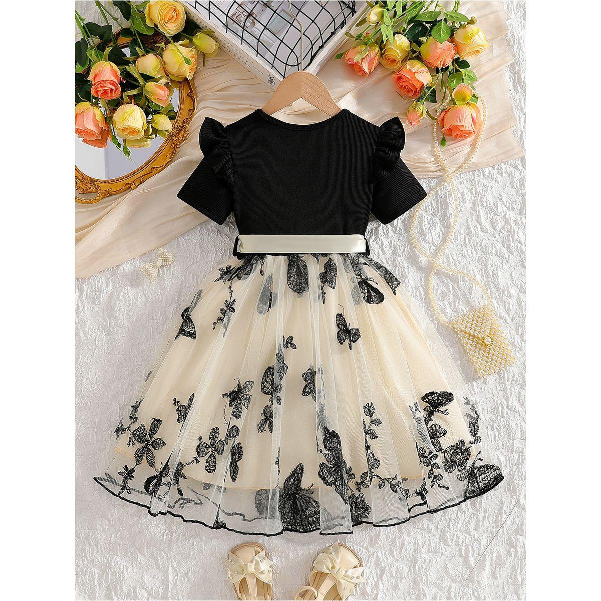 فستان بطول الركبة بتفاصيل فيونكة مع حافة كشكش-girls-clothing-dressesandjumpsuits-image-2