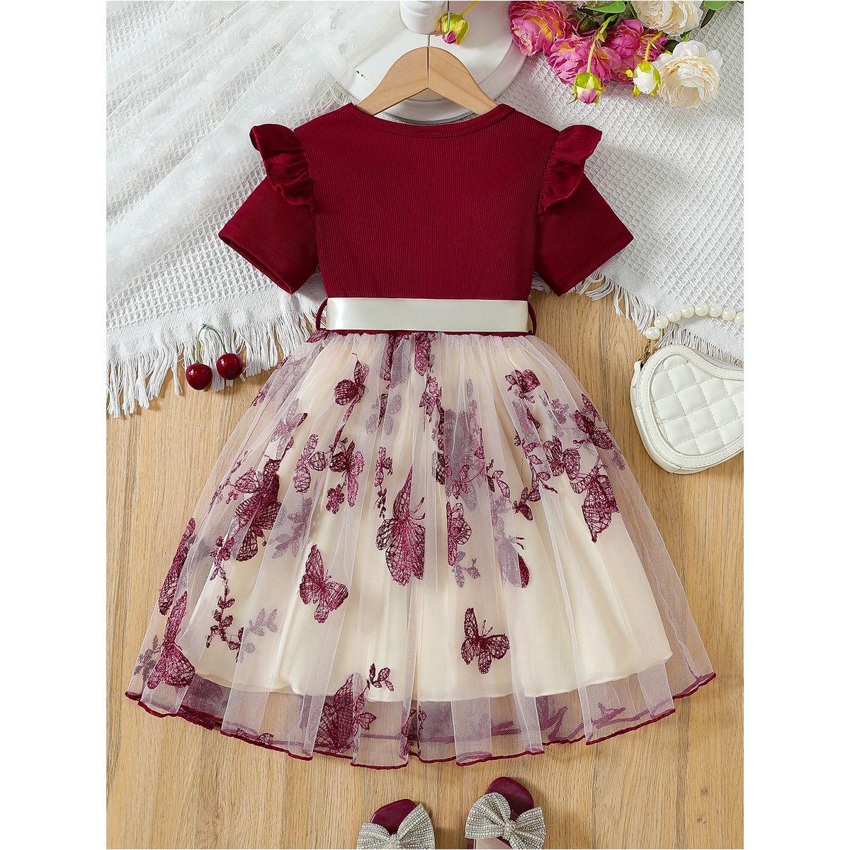 فستان بطول الركبة بتفاصيل فيونكة مع حافة كشكش-girls-clothing-dressesandjumpsuits-image-2
