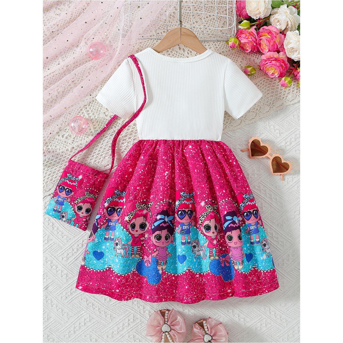 فستان بطول الركبة بتفاصيل مُنمقة مع شنطة-girls-clothing-dressesandjumpsuits-image-2