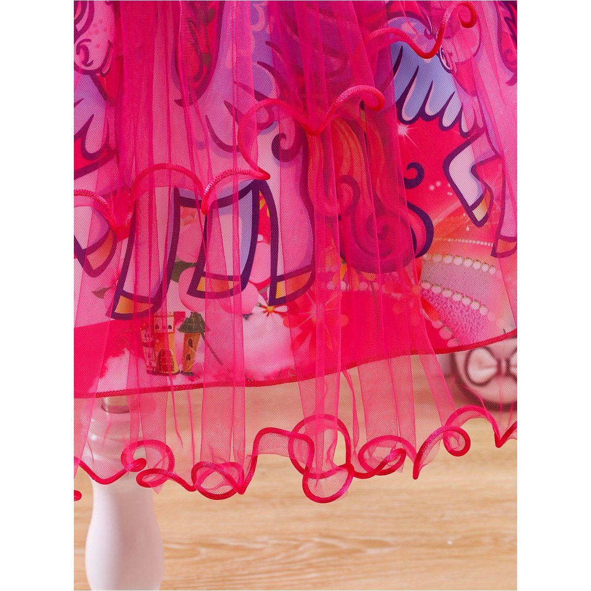 Styli Graphic Print Puff Sleeve Bow Detail Knee Length Dress-girls-clothing-dressesandjumpsuits-image-4