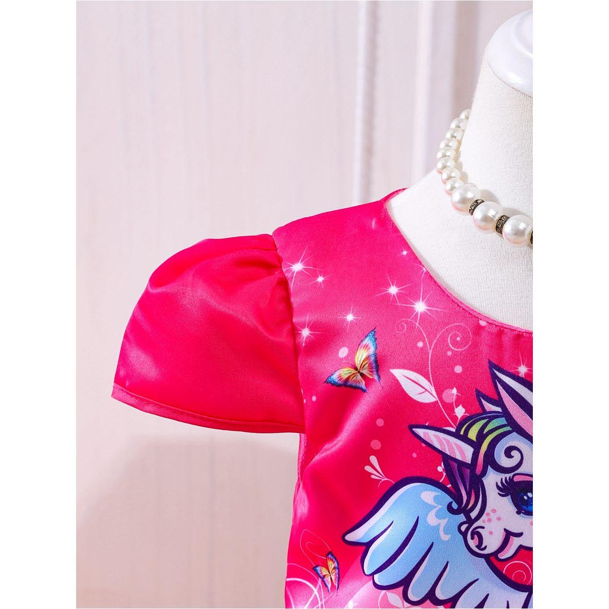 Styli Graphic Print Puff Sleeve Bow Detail Knee Length Dress-girls-clothing-dressesandjumpsuits-image-5