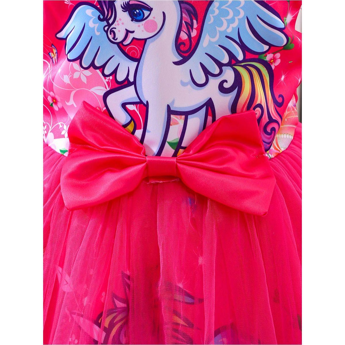 Styli Graphic Print Puff Sleeve Bow Detail Knee Length Dress-girls-clothing-dressesandjumpsuits-image-6