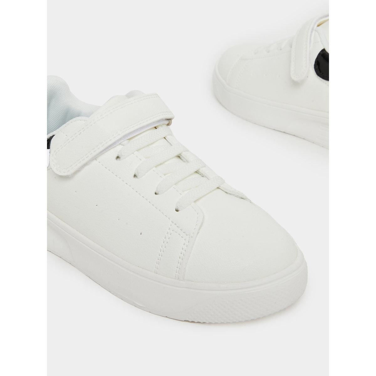 Styli White Sneakers with Hook and Loop Closure-boys-shoes-sneakers-image-3