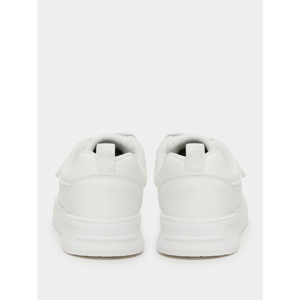 Styli Unisex White Textured Sneakers with Hook and Lace-girls-shoes-sneakers-image-4