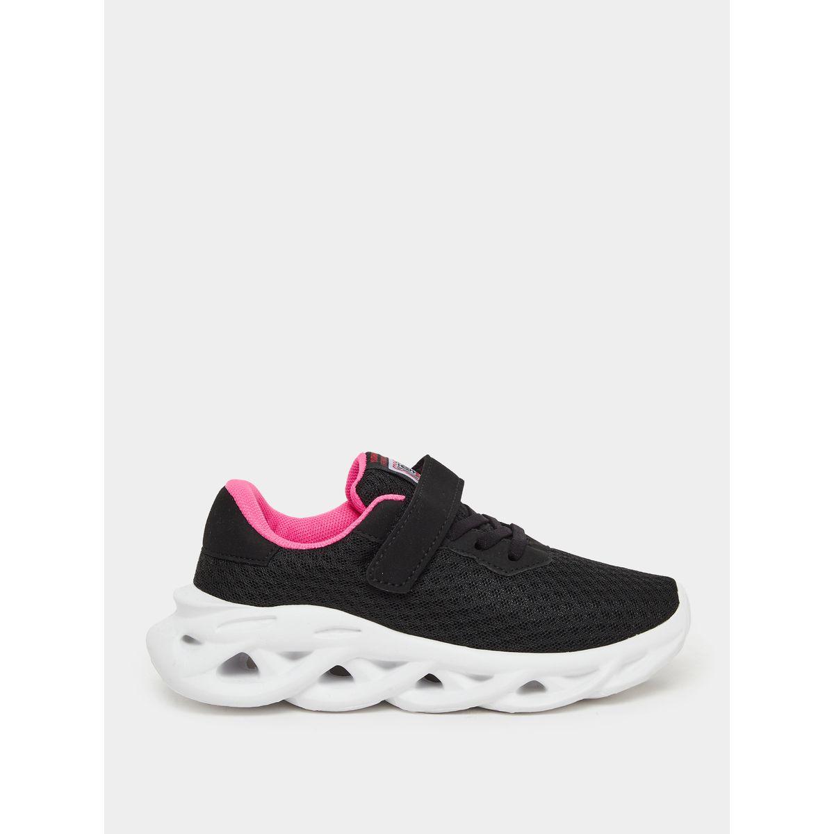 Styli Girls Black Textured Sneakers with Velcro Strap-girls-shoes-sneakers-image-1