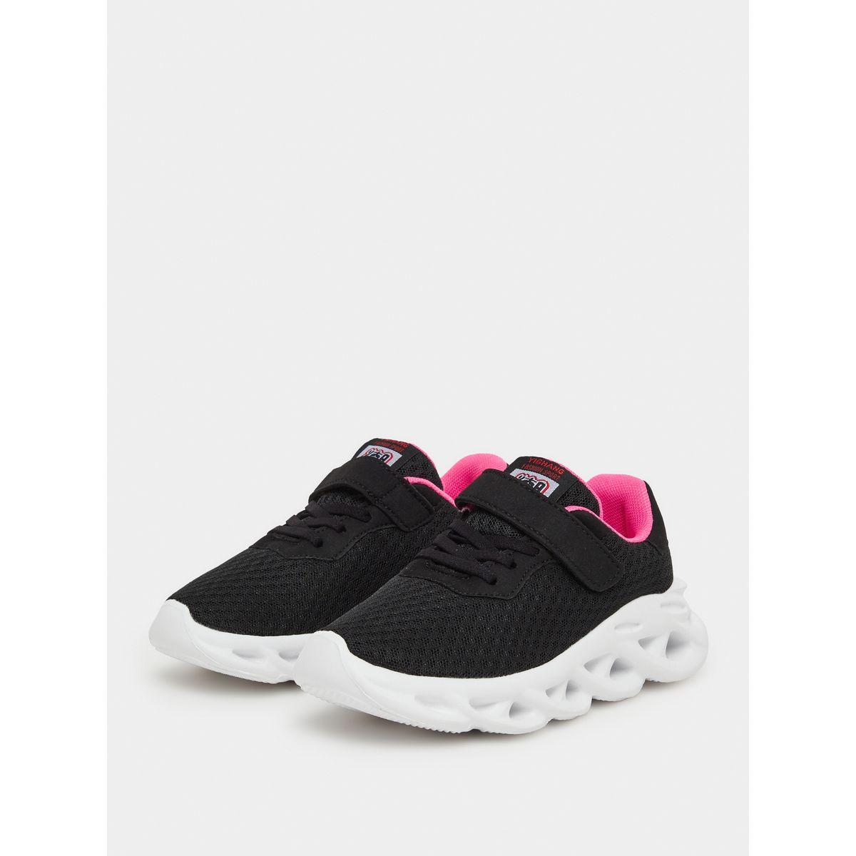 Styli Girls Black Textured Sneakers with Velcro Strap-girls-shoes-sneakers-image-2