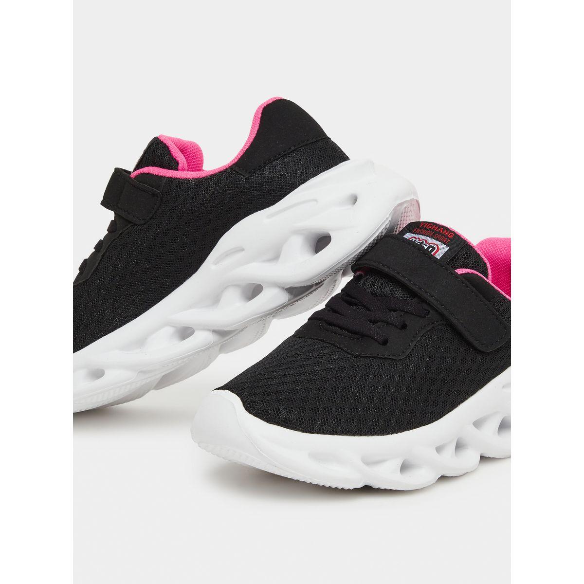 Styli Girls Black Textured Sneakers with Velcro Strap-girls-shoes-sneakers-image-3