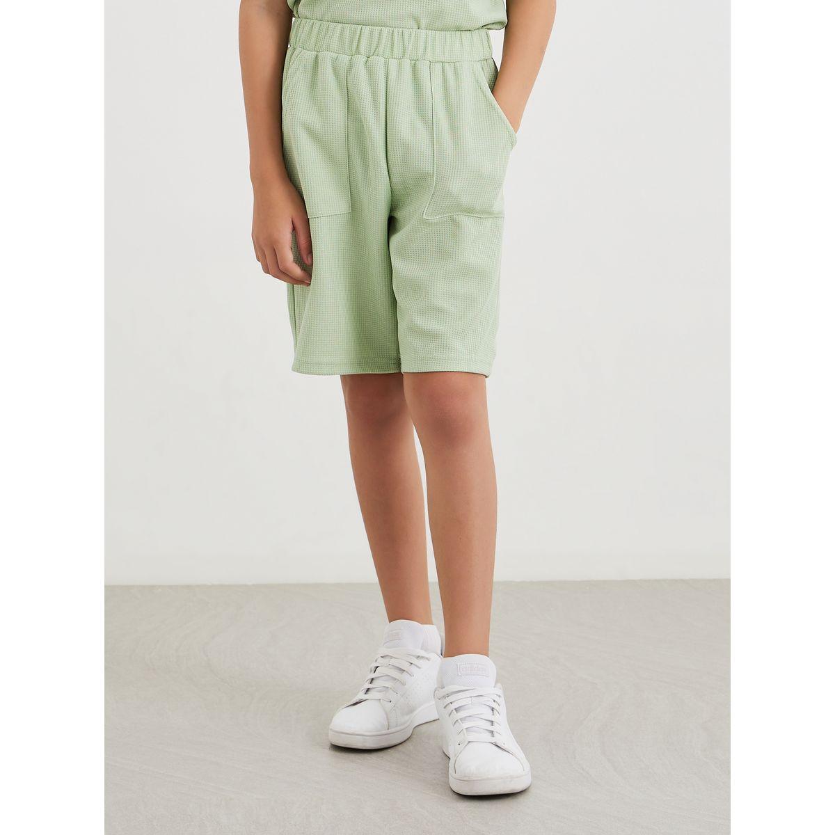 Styli Boys Green Contrast Ribbed Tipping T-Shirt and Shorts Set-boys-clothing-setsandcoords-image-5