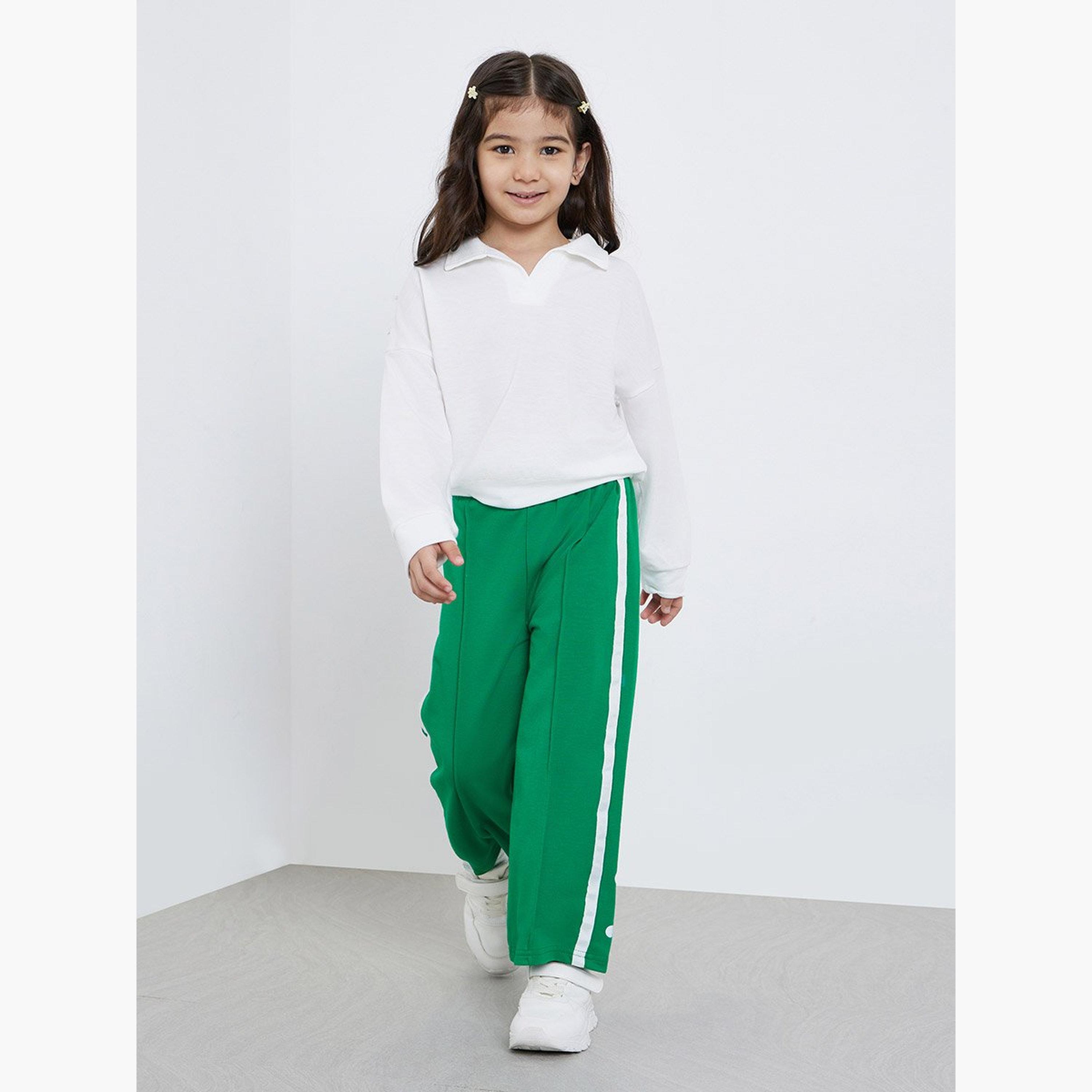 Styli Girls Solid Collared Top and Joggers Set-girls-clothing-setsandcoords-image-1
