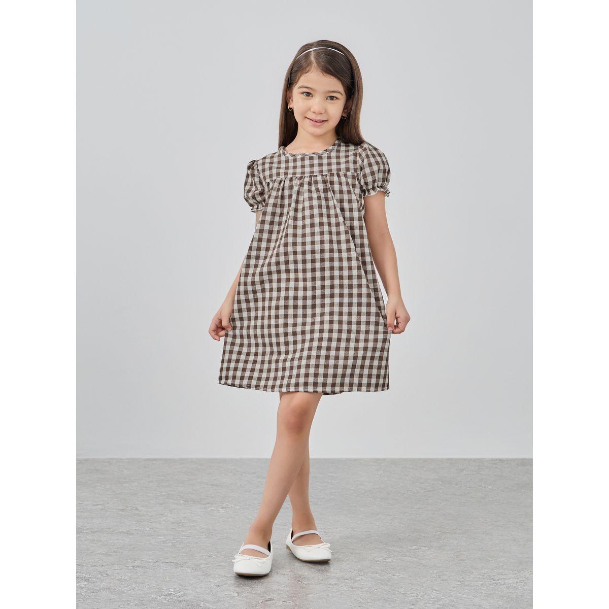 Styli Gingham Checked Round Neck Dress-girls-clothing-dressesandjumpsuits-image-1