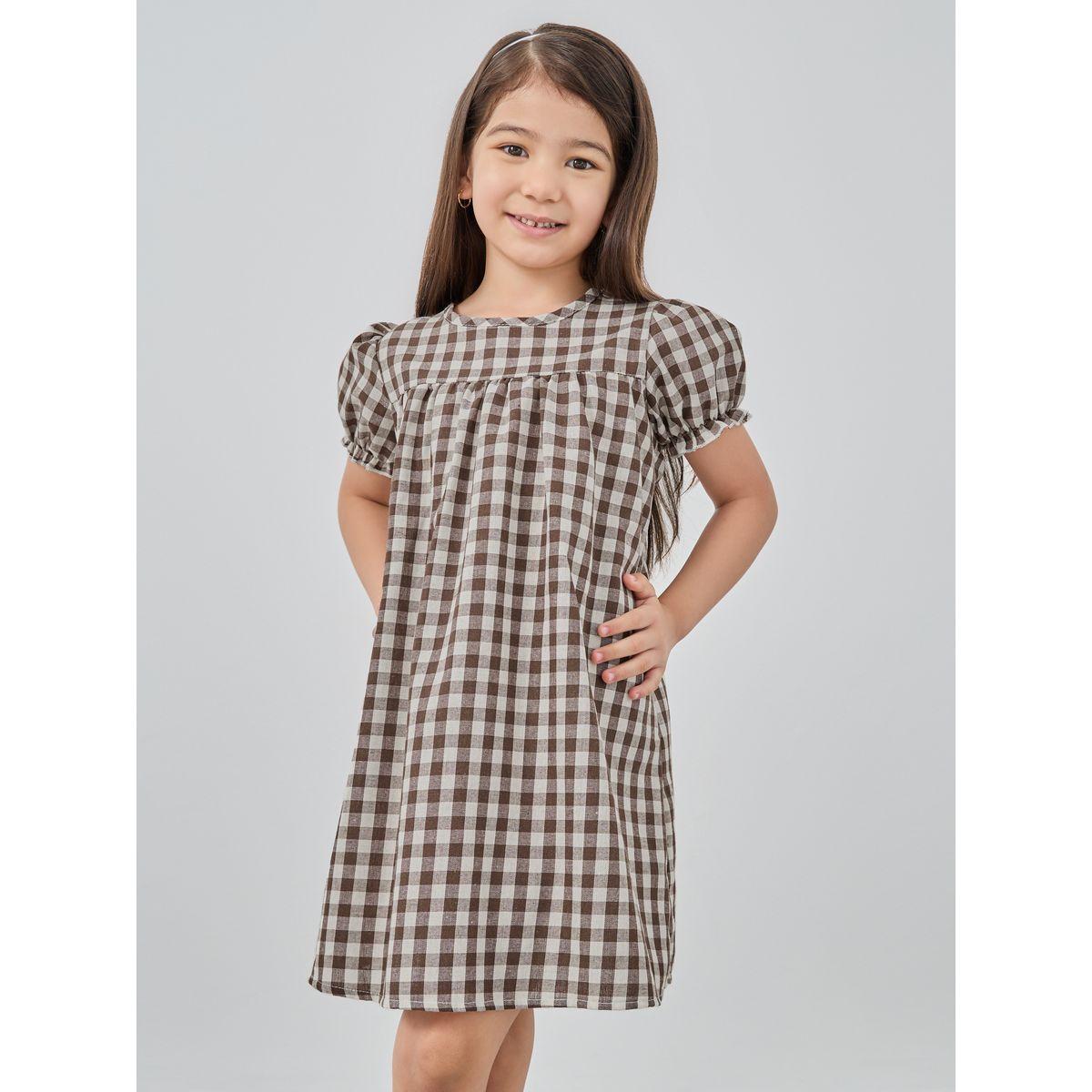 Styli Gingham Checked Round Neck Dress-girls-clothing-dressesandjumpsuits-image-2