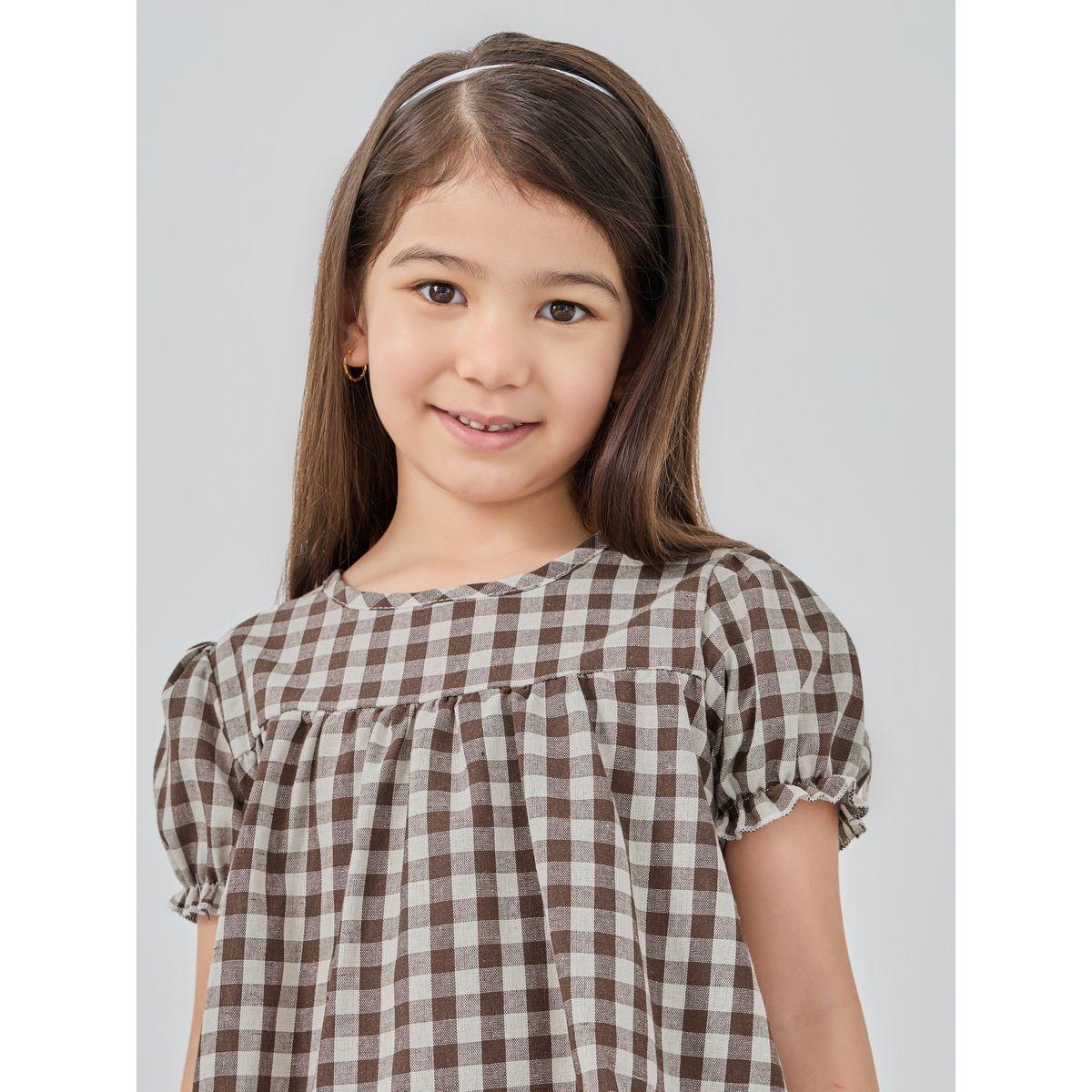 Styli Gingham Checked Round Neck Dress-girls-clothing-dressesandjumpsuits-image-3