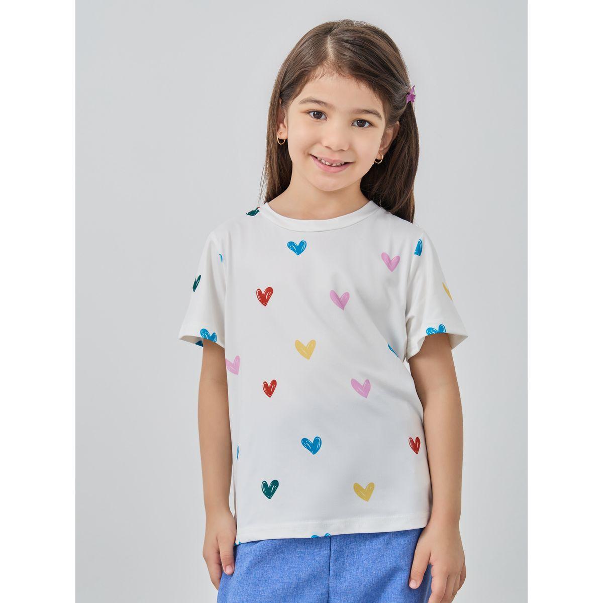 Styli Heart Print Round Neck T-Shirt-girls-clothing-tshirts-image-1